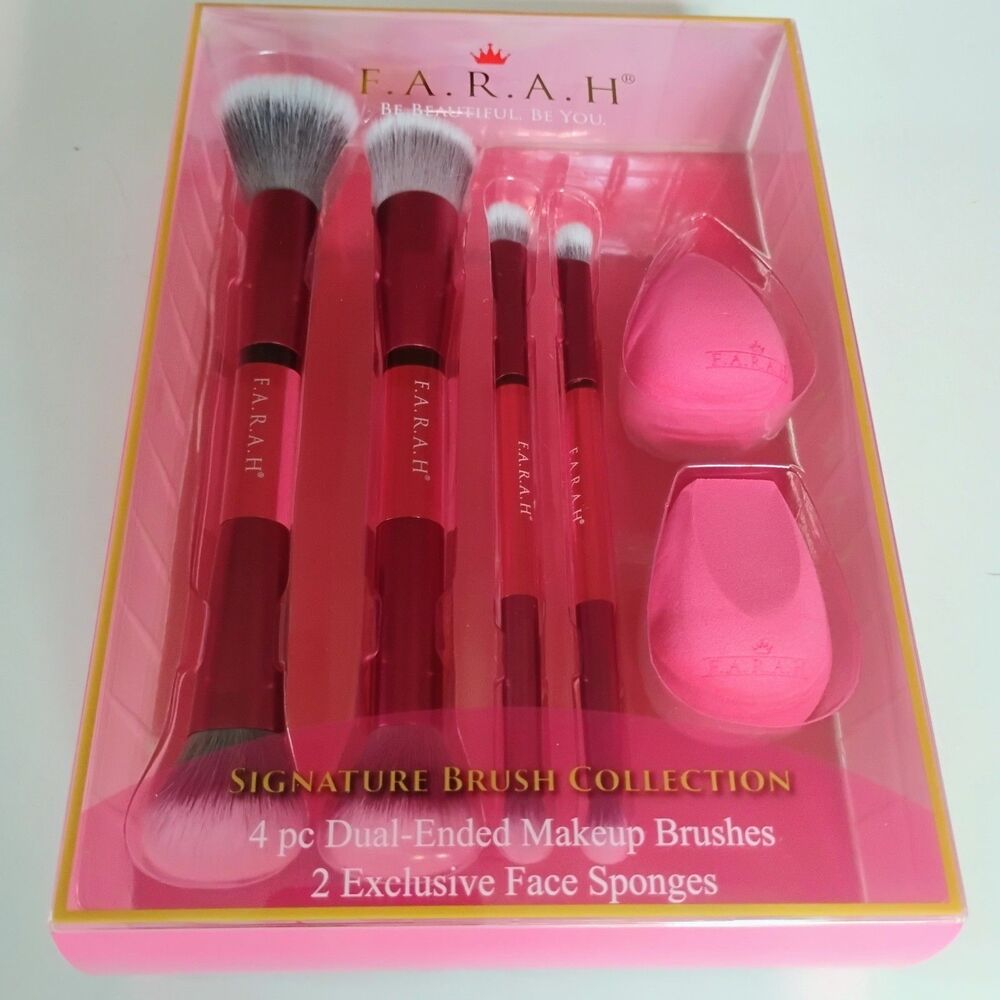F.A.R.A.H. Signature Brush Collection 6-Pc Set: 4 Dual-Ended Brushes & 2 Sponges